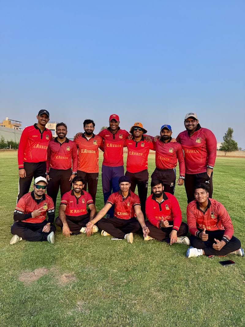 KAvach Cricket Club players at Play Arena Bangalore in Scarlet Red match jerseys